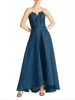 Theia Imogen Strapless Textured Evening Gown - Moroccan Blue NWT
